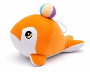 Orange and White Seal Plush with Ball