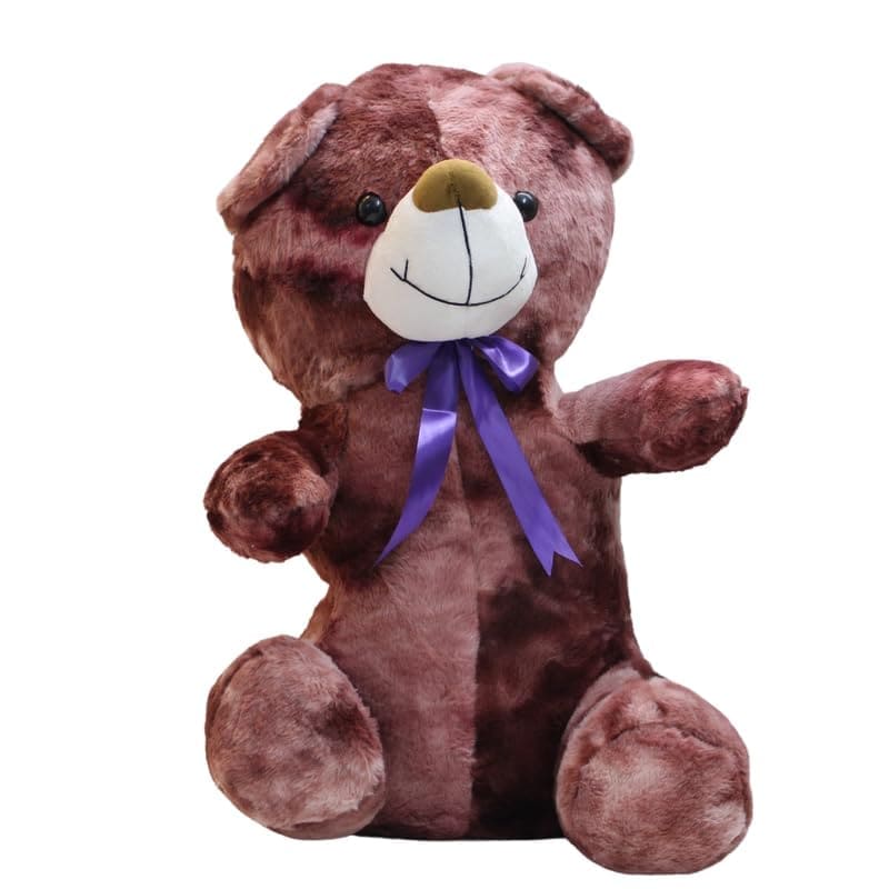 Maroon Brown Marbled Teddy Bear with Purple Bow