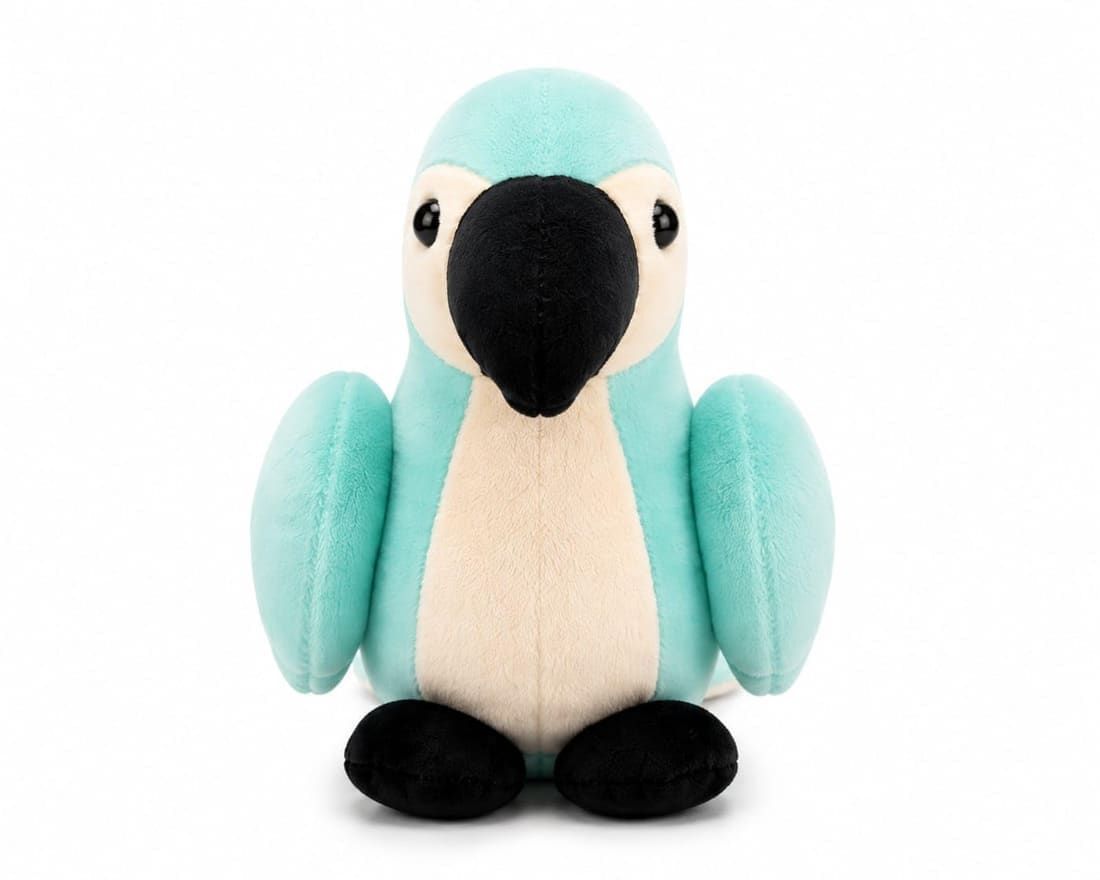 Turquoise Cream Sitting Macaw Parrot Plush