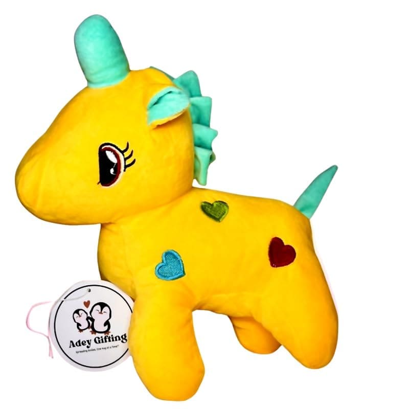 Yellow Unicorn Plush with Mint Accents