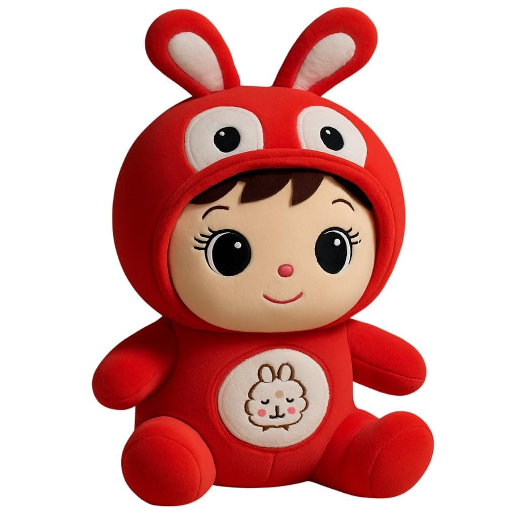 Red Bunny Costume Girl Doll Plush