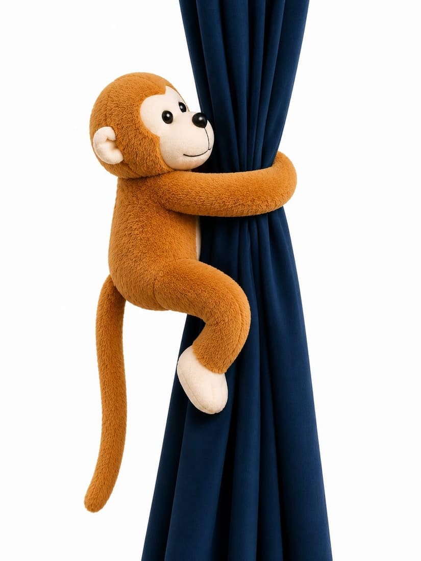 Brown Monkey Curtain Tieback Plush