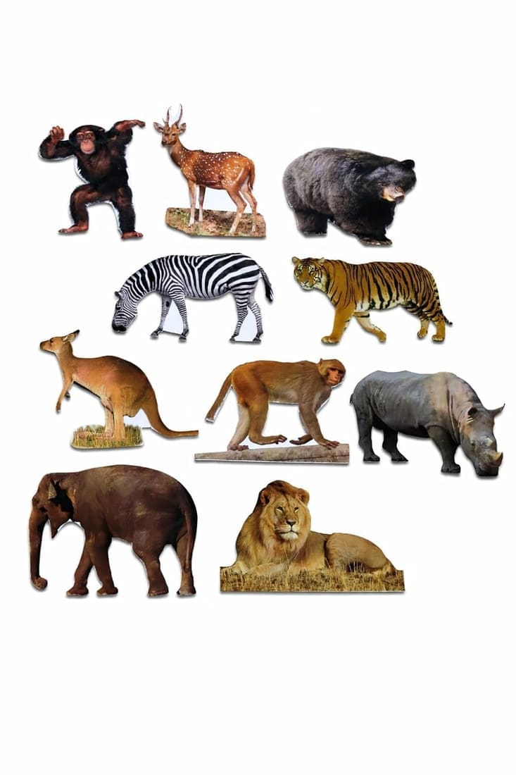 Realistic Wild Animal Soft Cutout Set (10 Pcs)