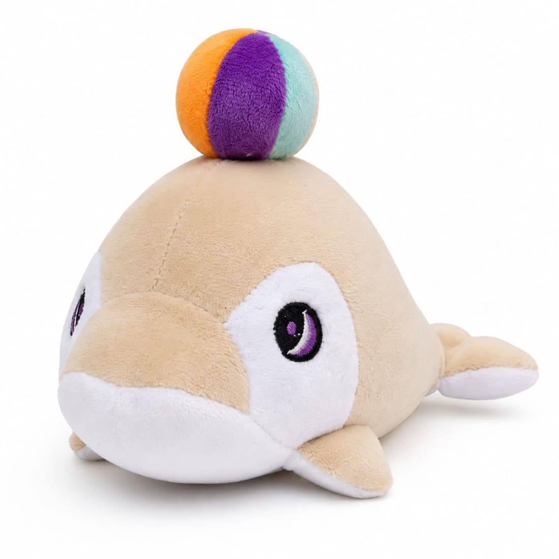 Beige Plush Dolphin with Color Ball