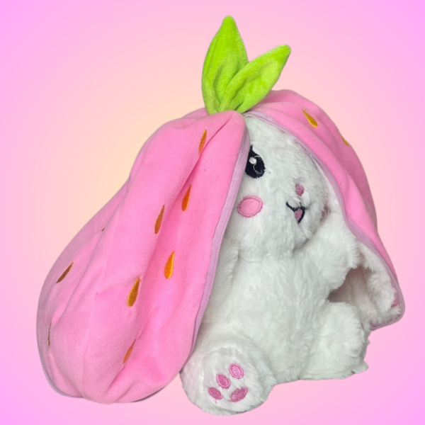 Rabbit Fur Strawberry Bunny Plush – 35 CM - Image 4
