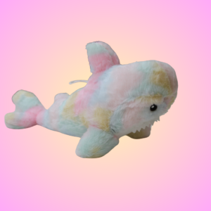 Rabbit Fur Rainbow Shark Plush – 35 CM